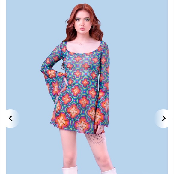 BadInka Instant Crush Mesh Mini Dress- perfect rave fit! - Picture 2 of 5